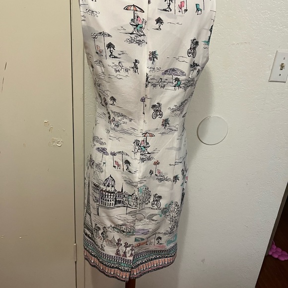 Chet B White Cafe Print Dress Size 8 - Picture 4 of 5